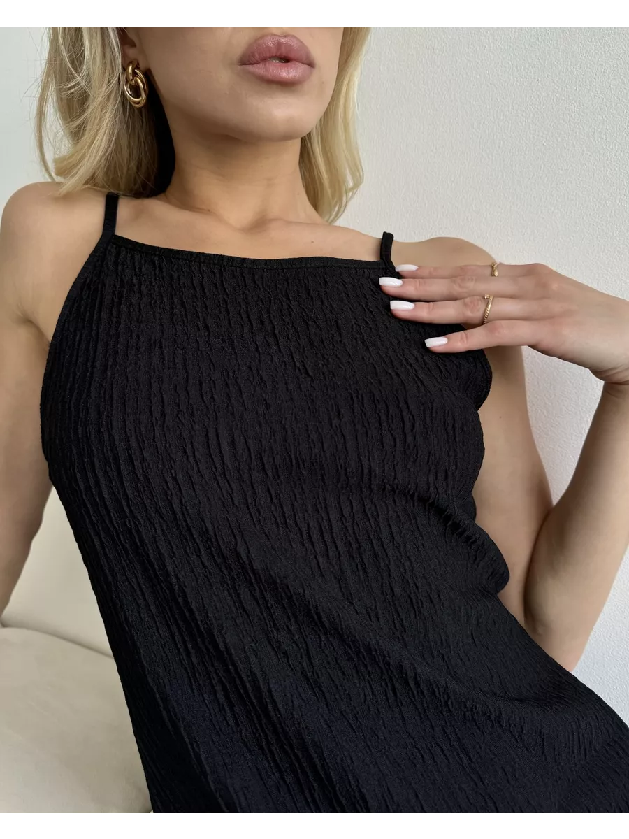 Платье комбинация в рубчик миди