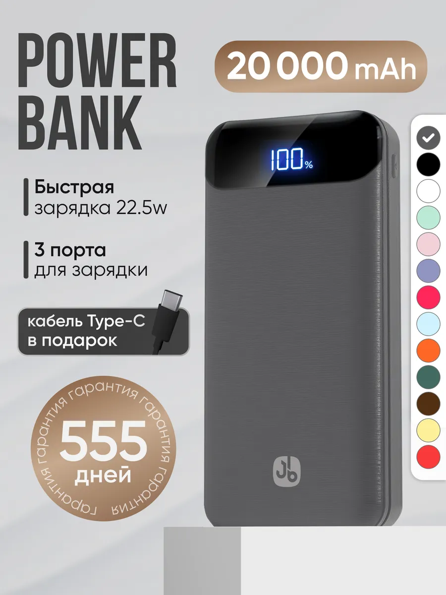 Повербанк 20000 Power bank для телефона с быстрой зарядкой
