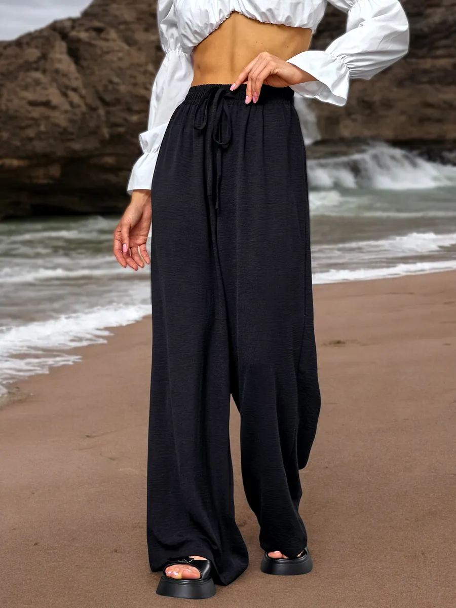 Брюки палаццо летние на резинке