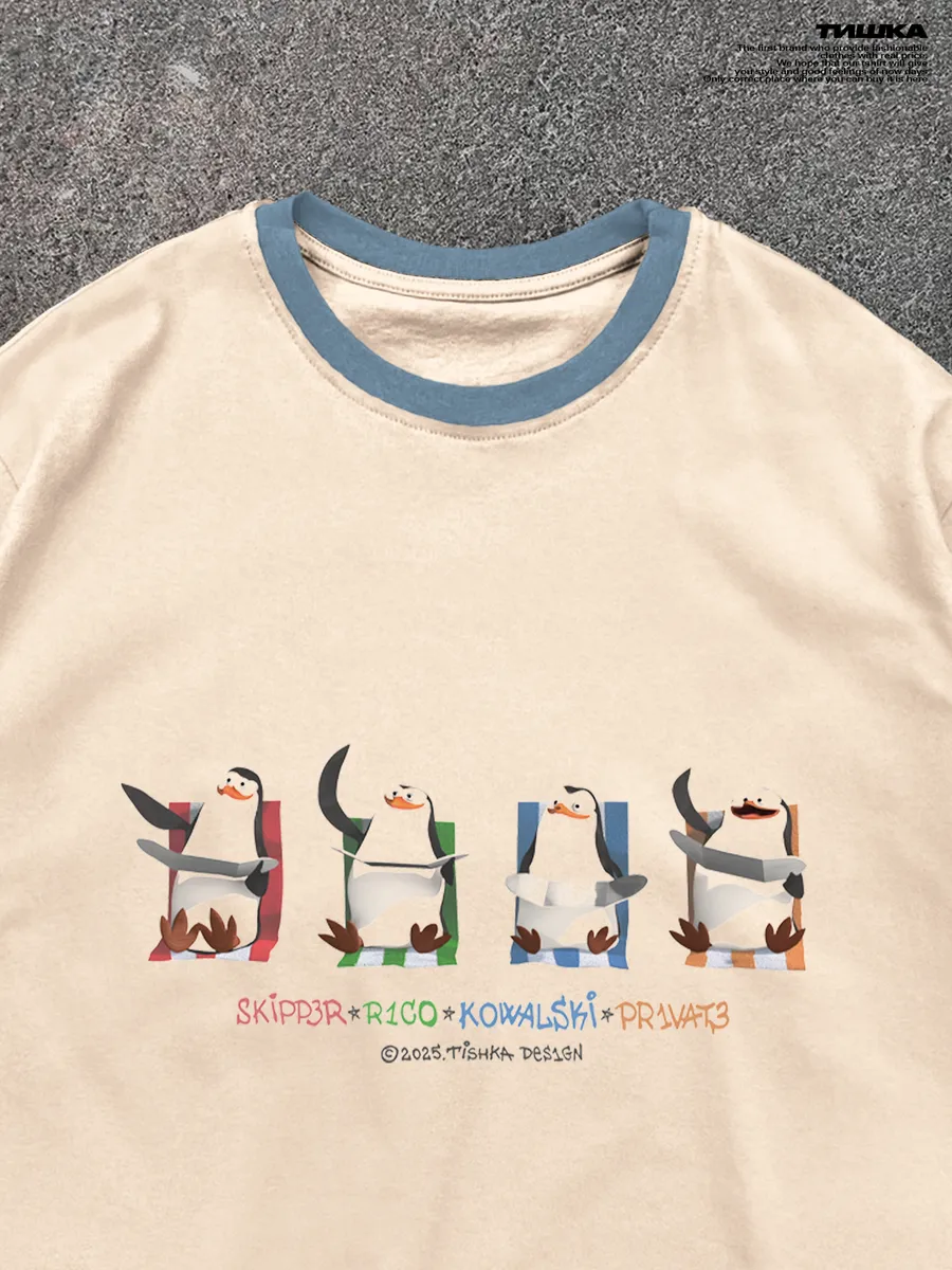 Винтажная футболка с пингвином мадагаскар