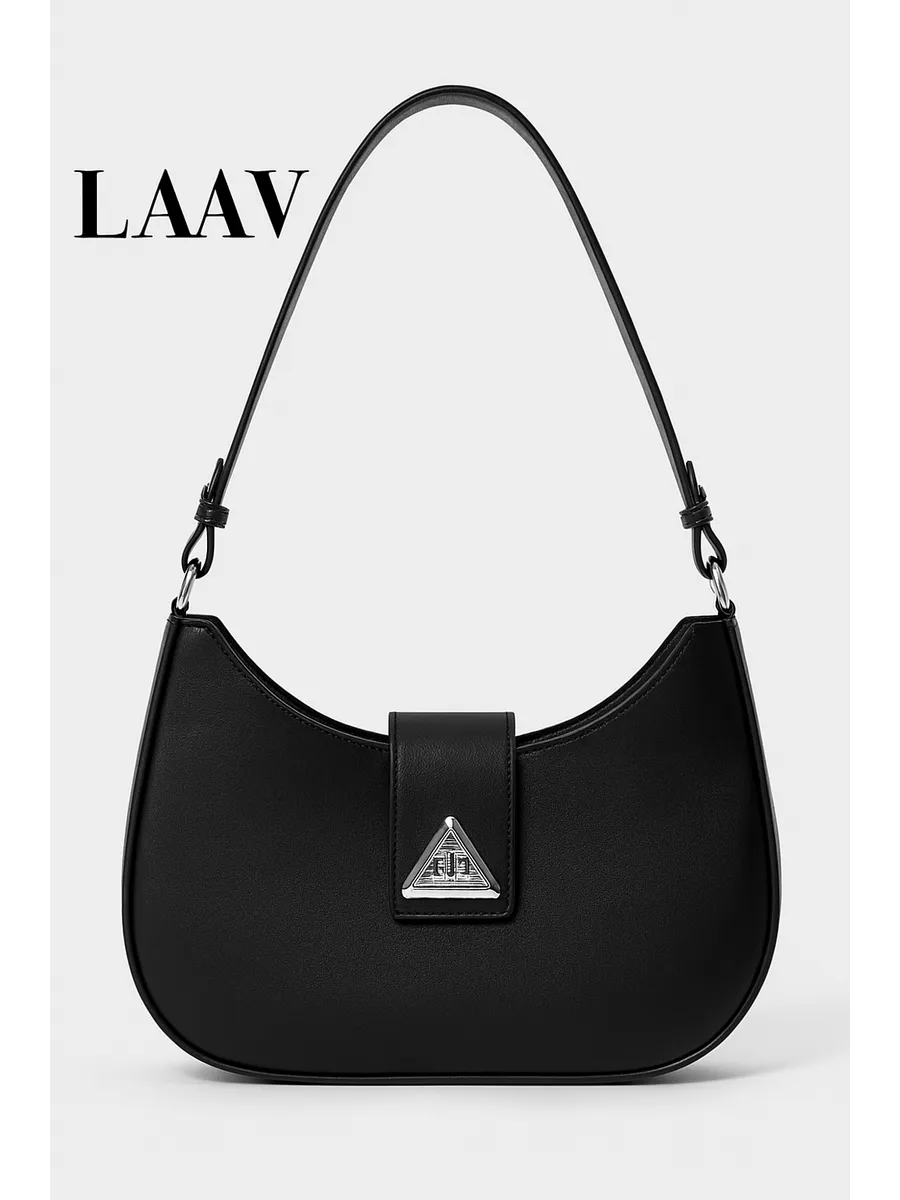 Сумка багет на плечо маленькая черная