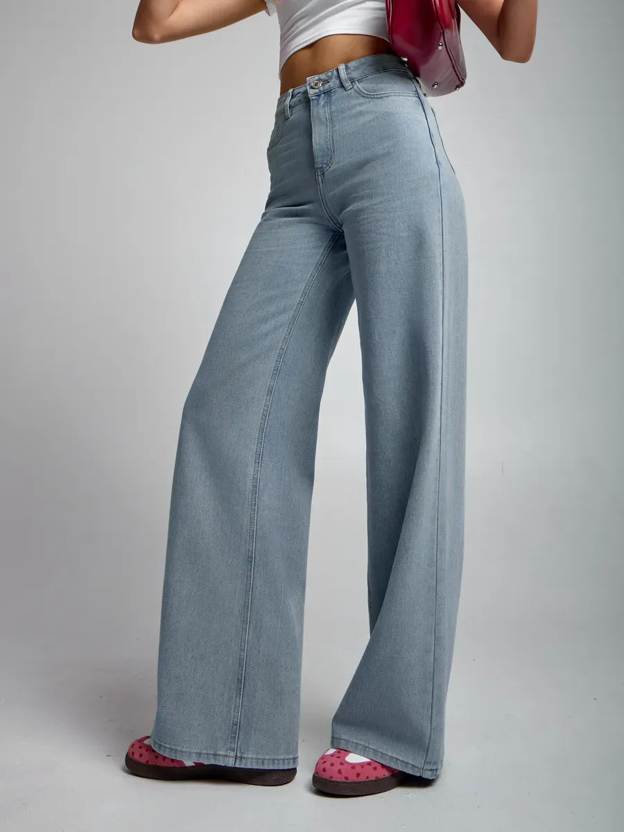 Джинсы широкие клеш высокая посадка