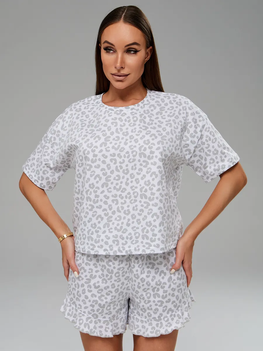 Пижама с шортами хлопок и футболкой оверсайз