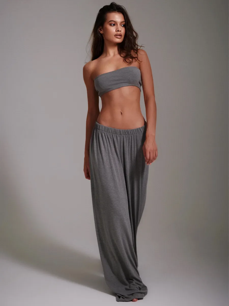 Брюки палаццо трикотажные