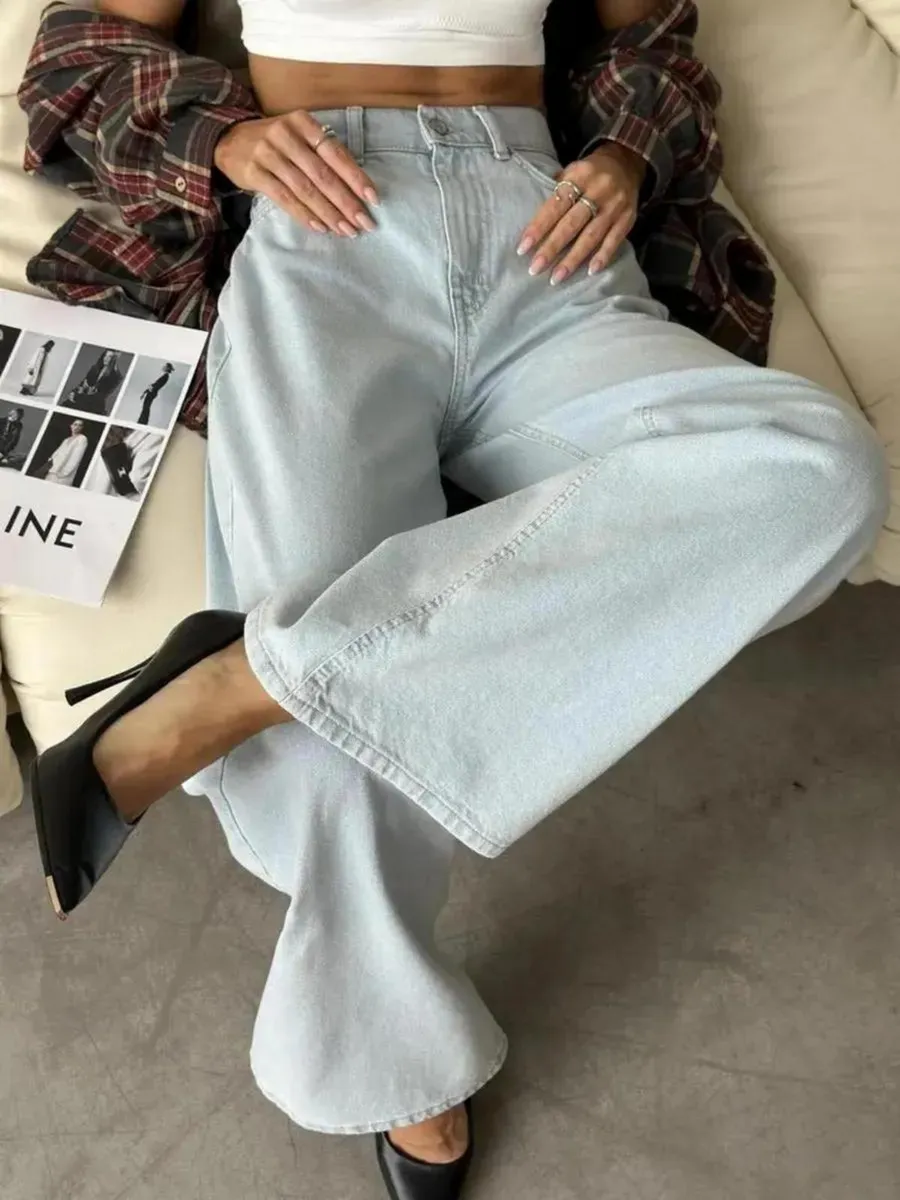 Джинсы широкие с высокой посадкой