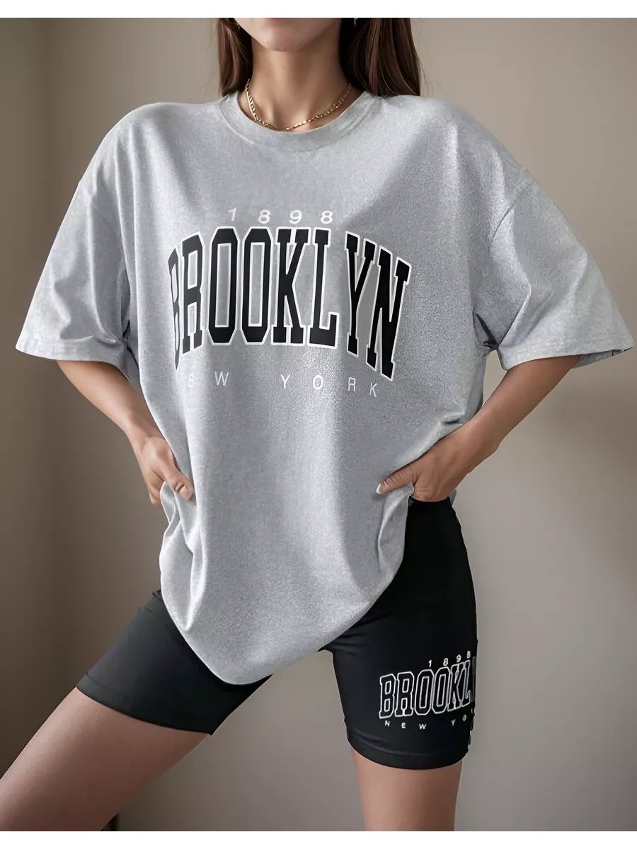 Футболка оверсайз с принтом Бруклин