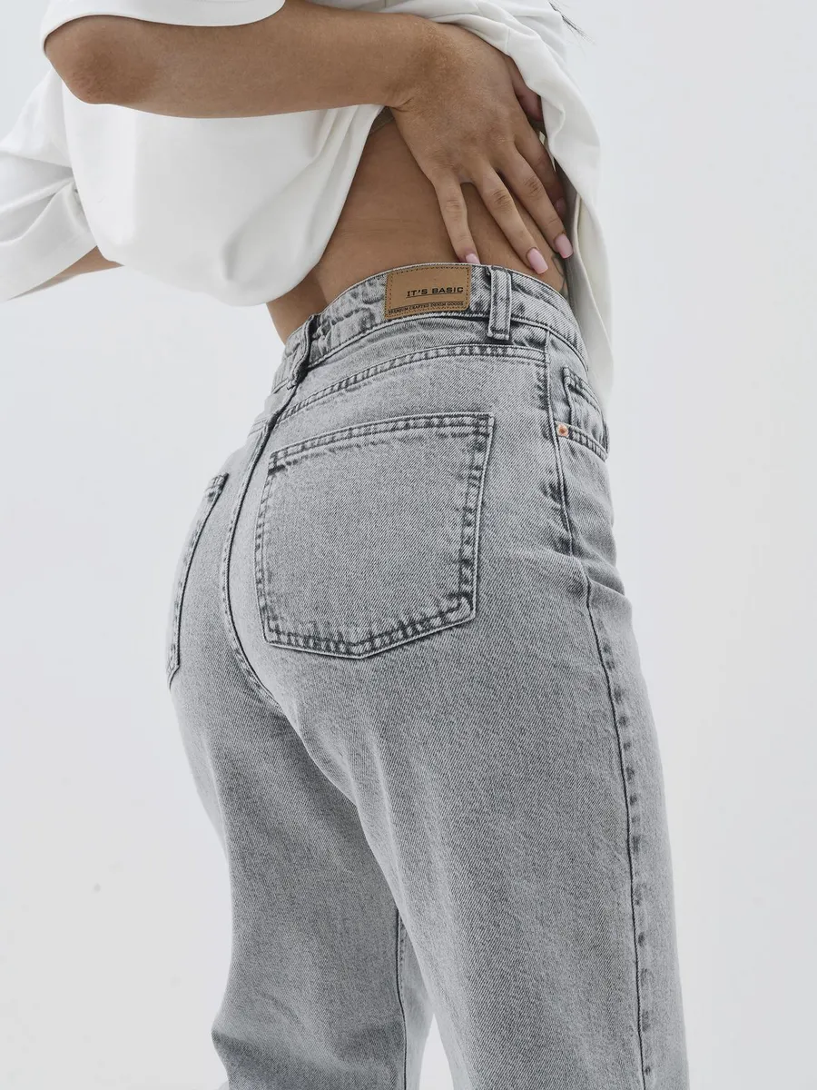 Джинсы с высокой посадкой прямые широкие