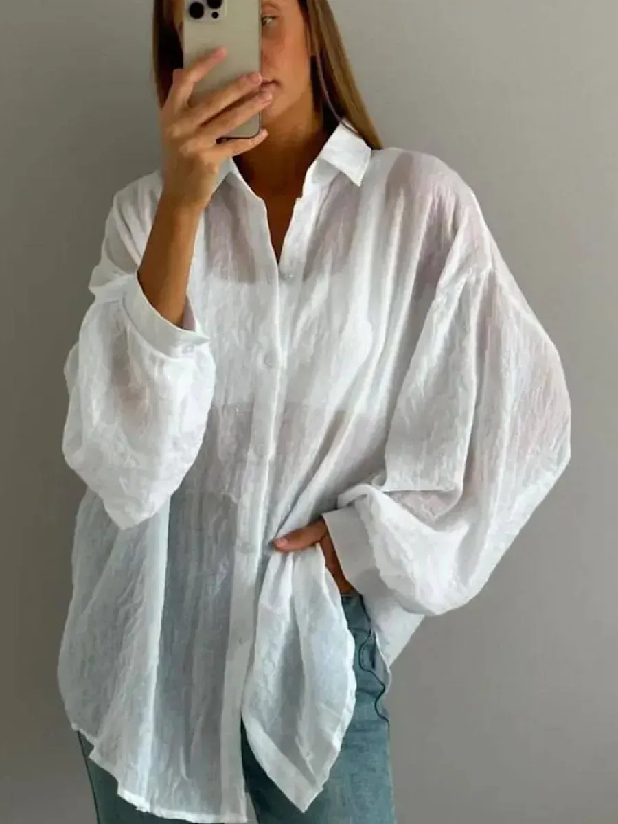 Рубашка оверсайз прозрачная летняя