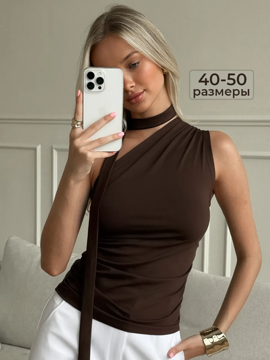 Топ вечерний летний на одно плечо с драпировкой