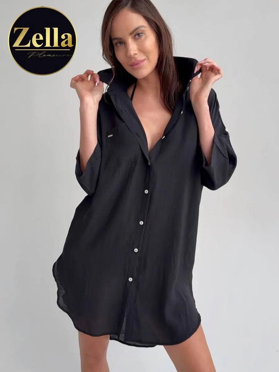 Рубашка летняя легкая туника парео пляжное из хлопка