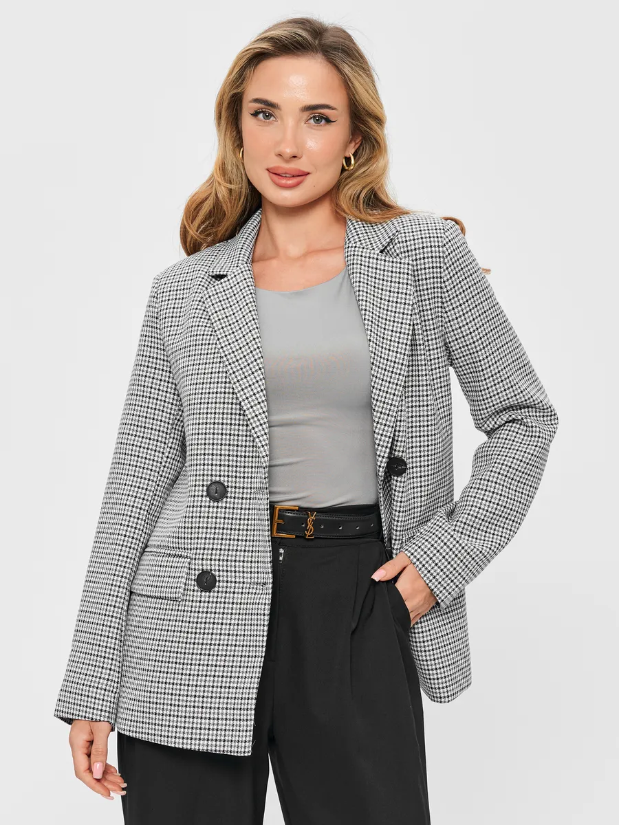 Удлинённый оверсайз пиджак гусиная лапка