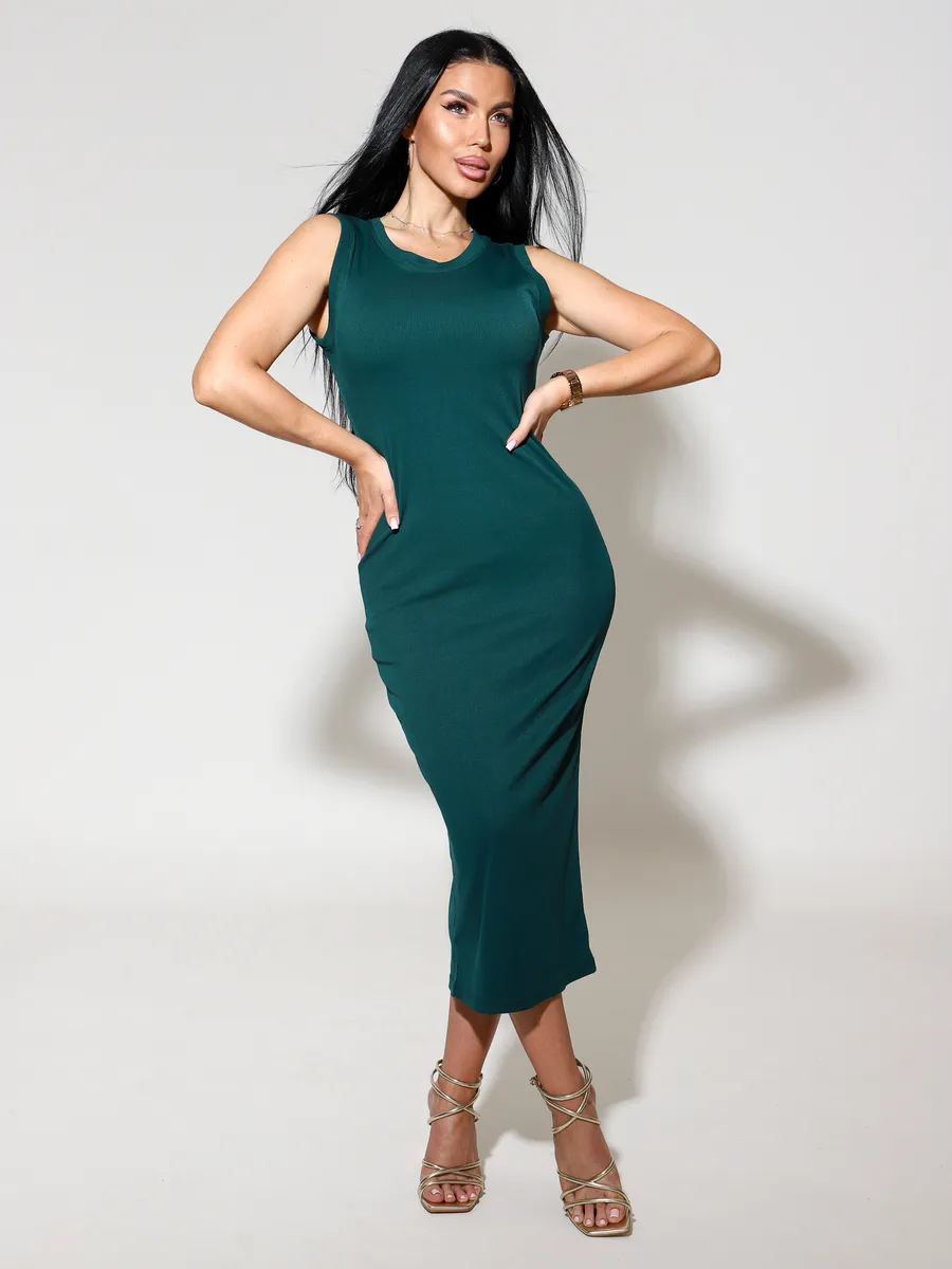 Платье лапша длинное в рубчик осеннее