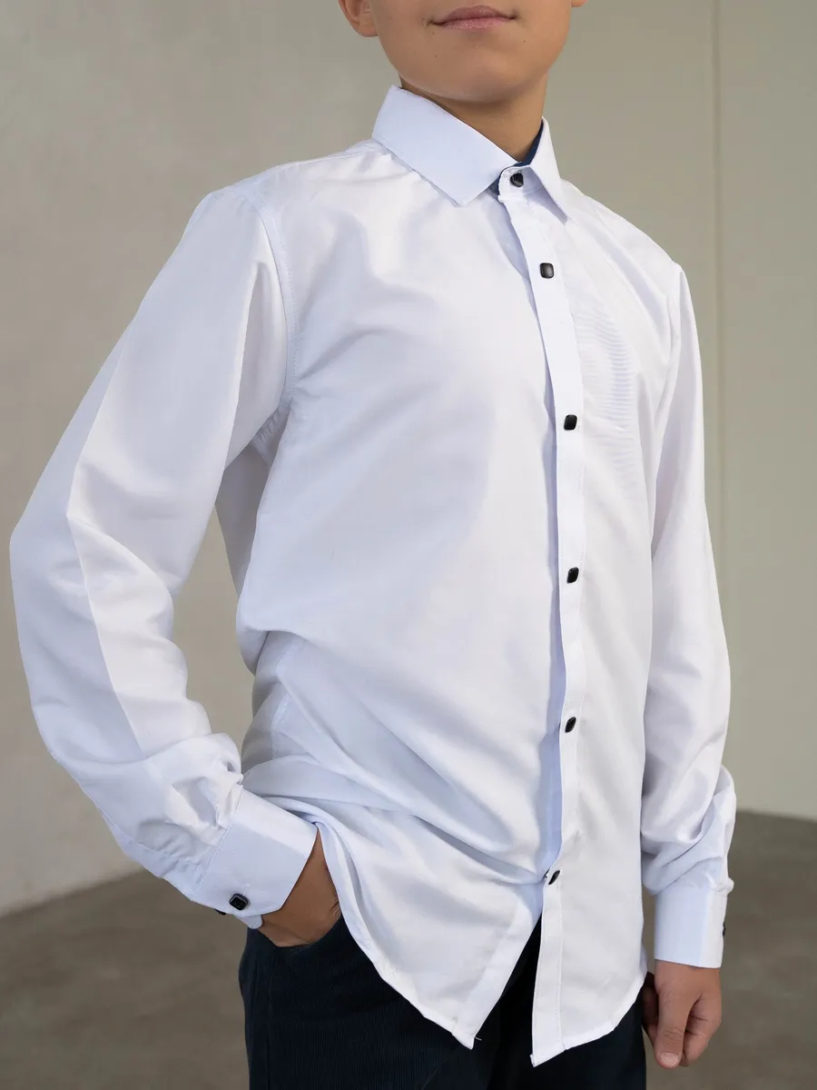 Рубашка белая школьная для подростка на кнопках