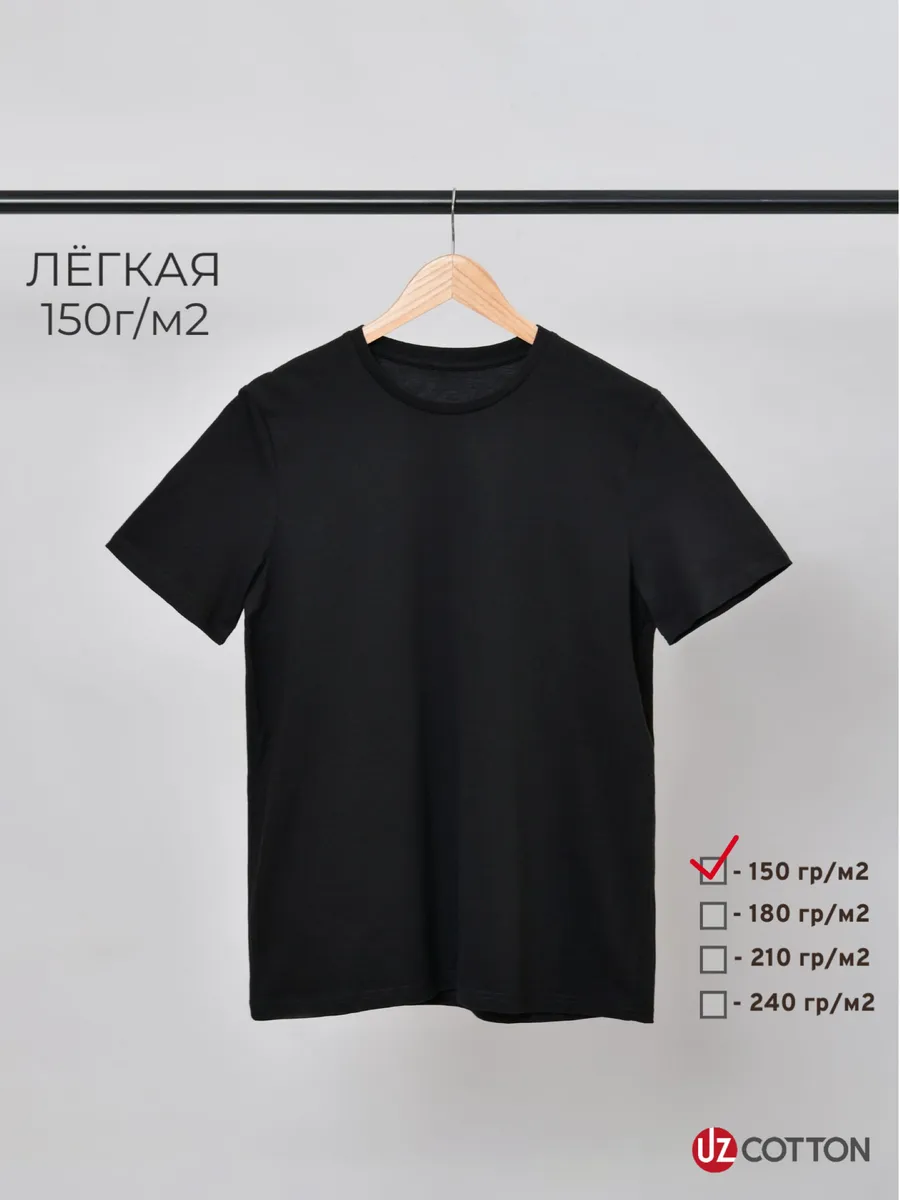 Футболка черная хлопок однотонная