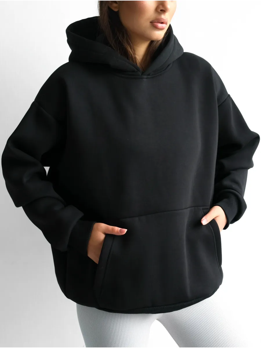 Худи оверсайз с капюшоном теплое с начесом