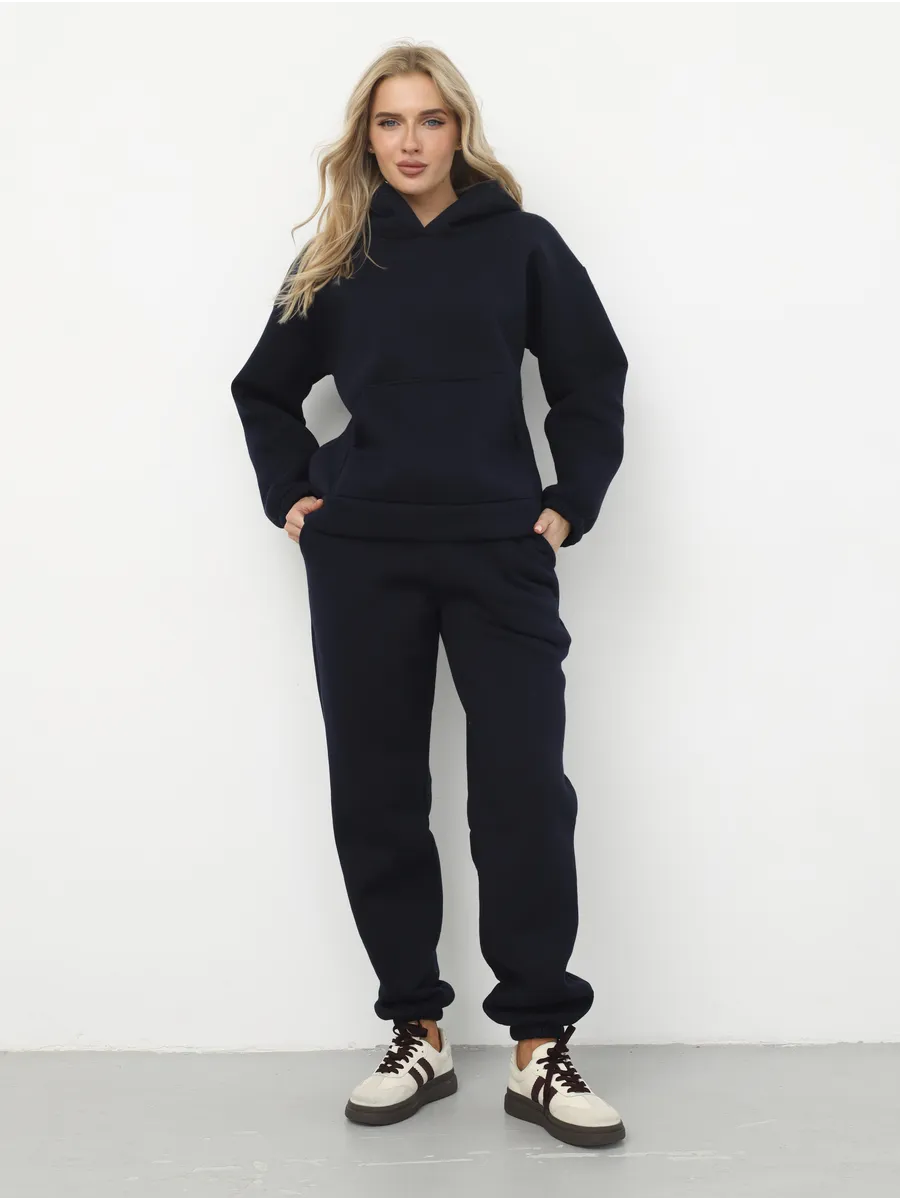 Теплый костюм с начесом оверсайз больших размеров