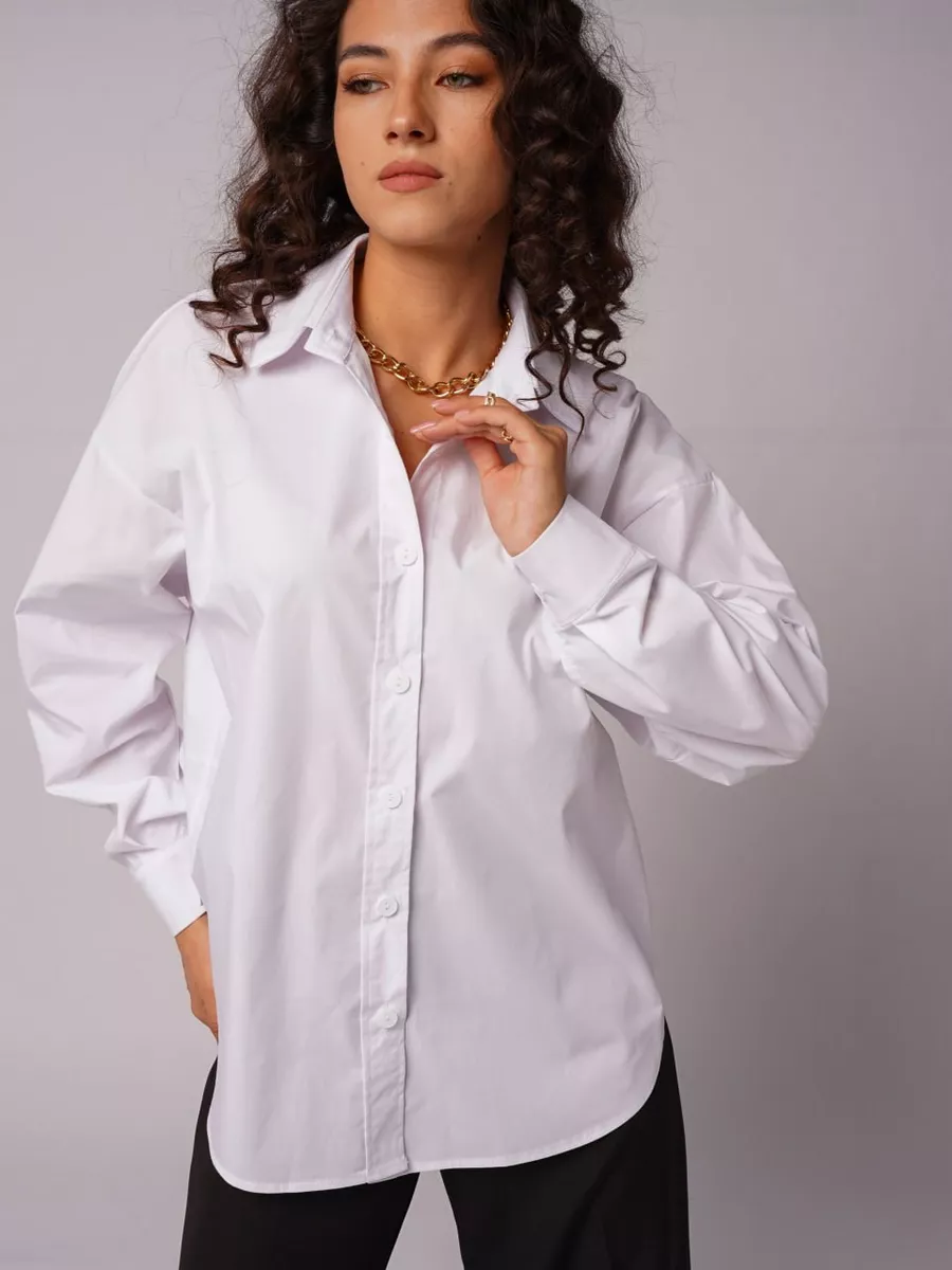 Рубашка оверсайз базовая для офиса и школы блузка