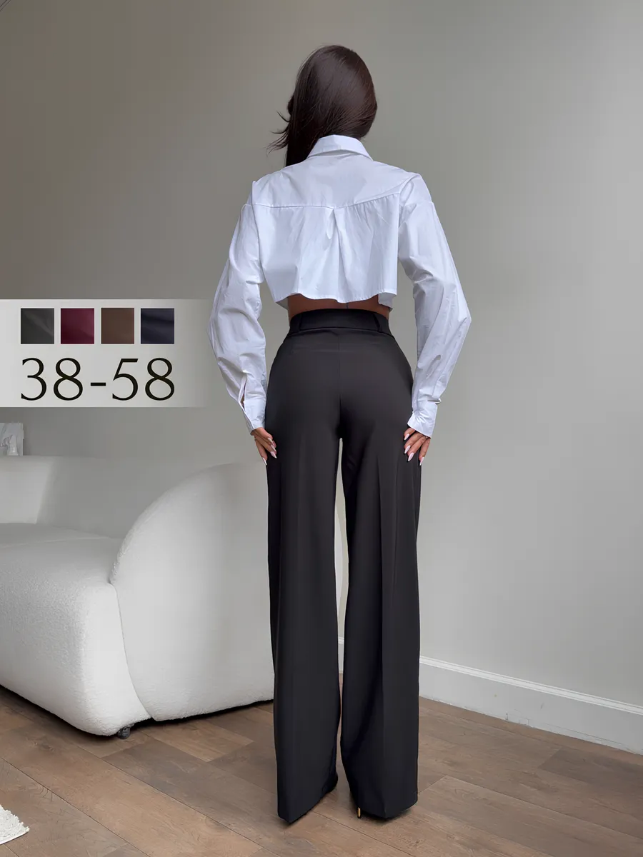 Брюки классические прямые с высокой посадкой