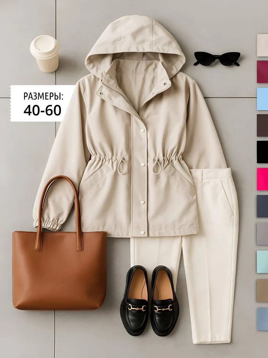 Ветровка с капюшоном на весну удлиненная