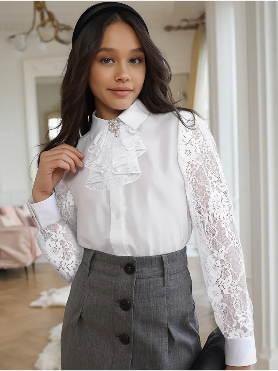 Блузка школьная нарядная с жабо
