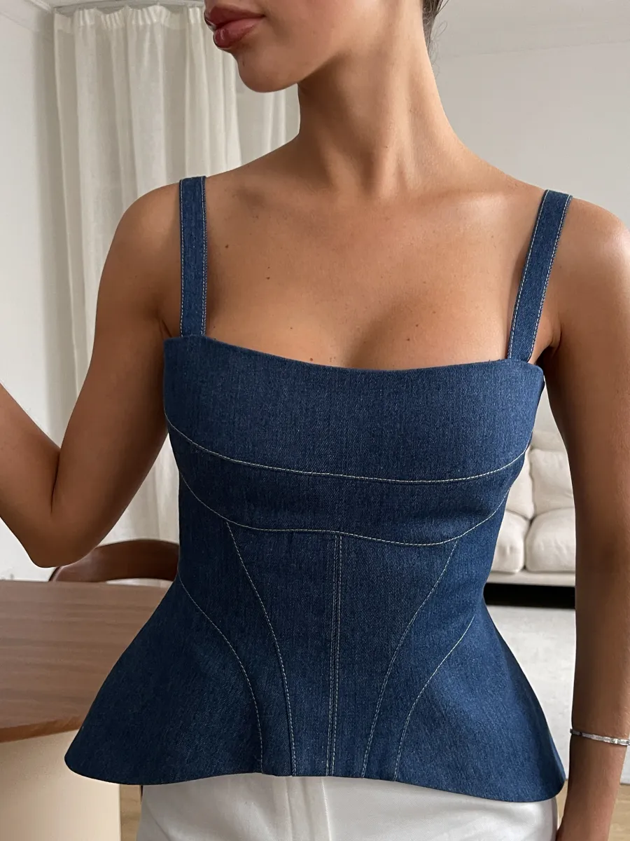 Топ корсет с контрастной отстрочкой бретельки регулируемые