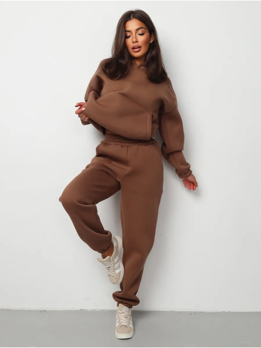 Теплый костюм с начесом оверсайз больших размеров