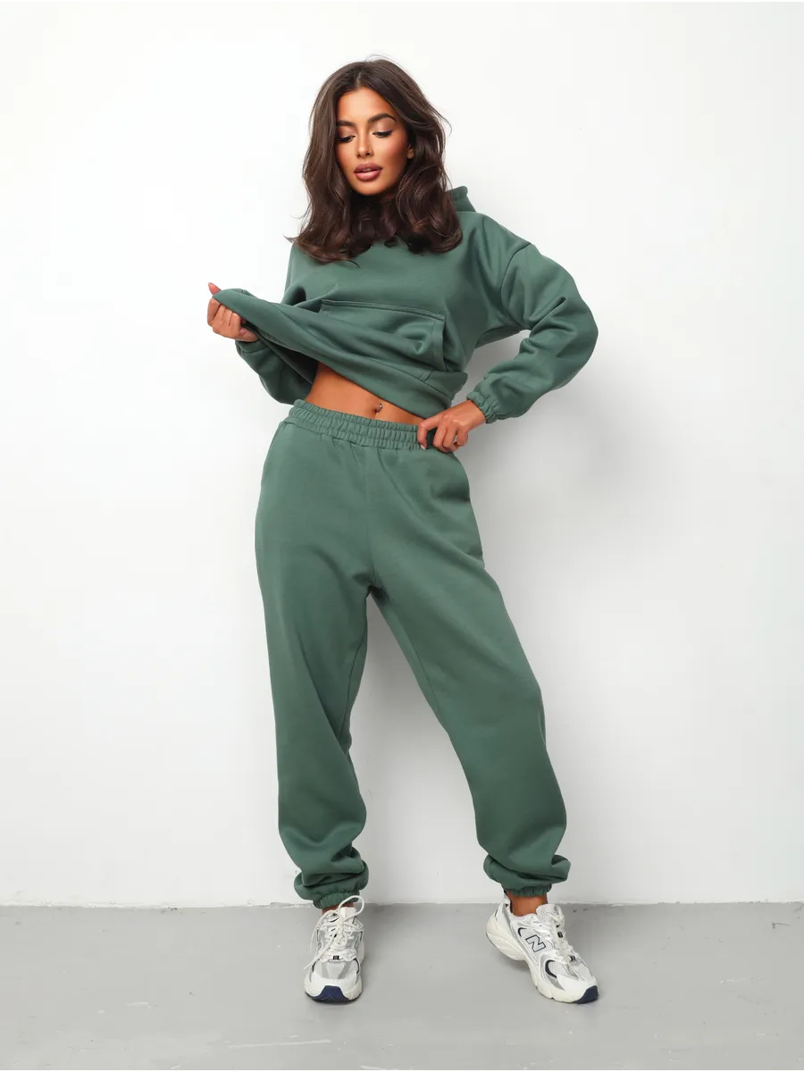 Теплый костюм с начесом оверсайз больших размеров