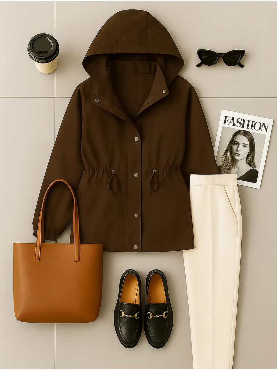 Ветровка с капюшоном на весну удлиненная