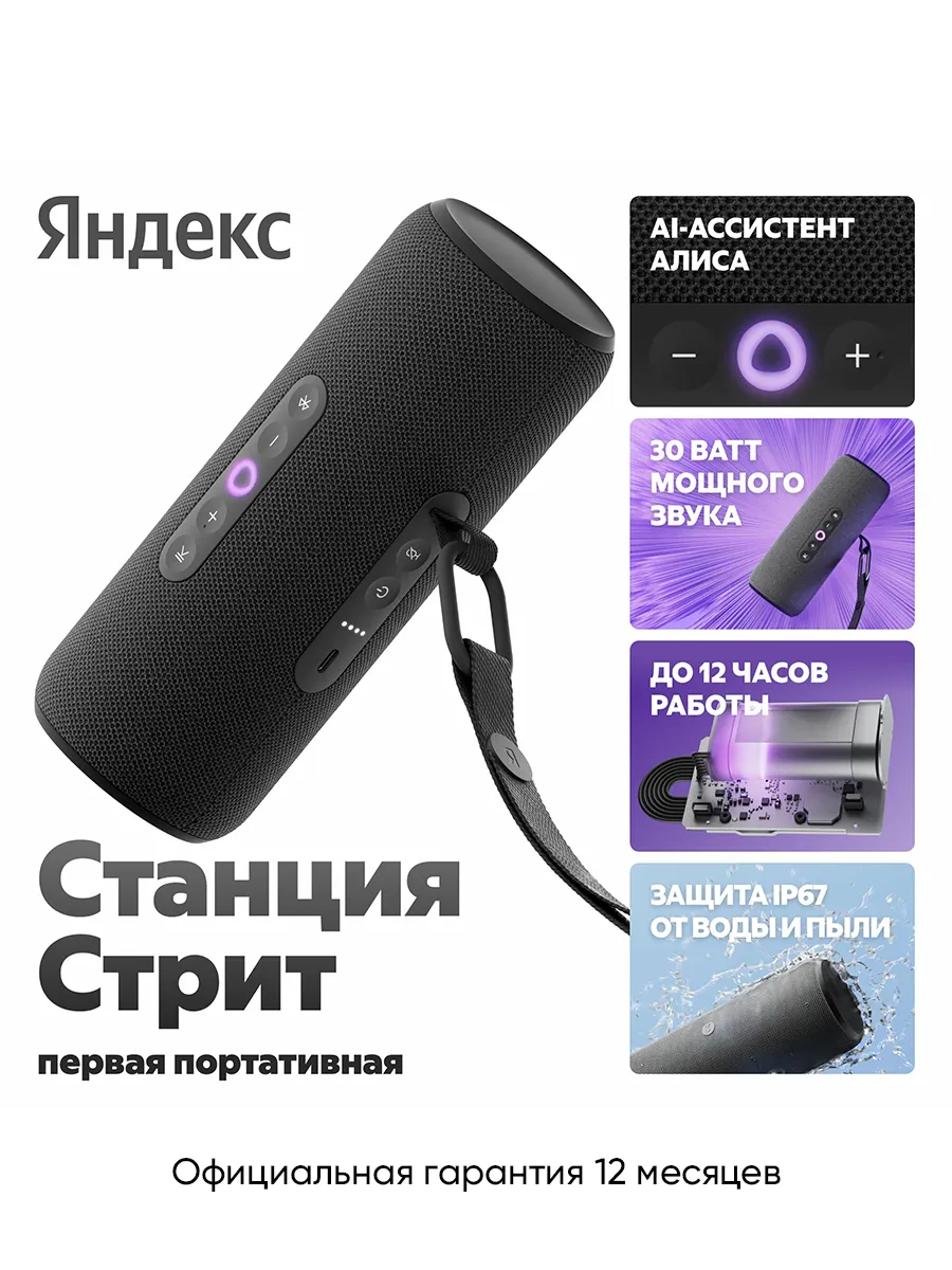 Портативная колонка Станция Стрит с Алисой, 30 Вт