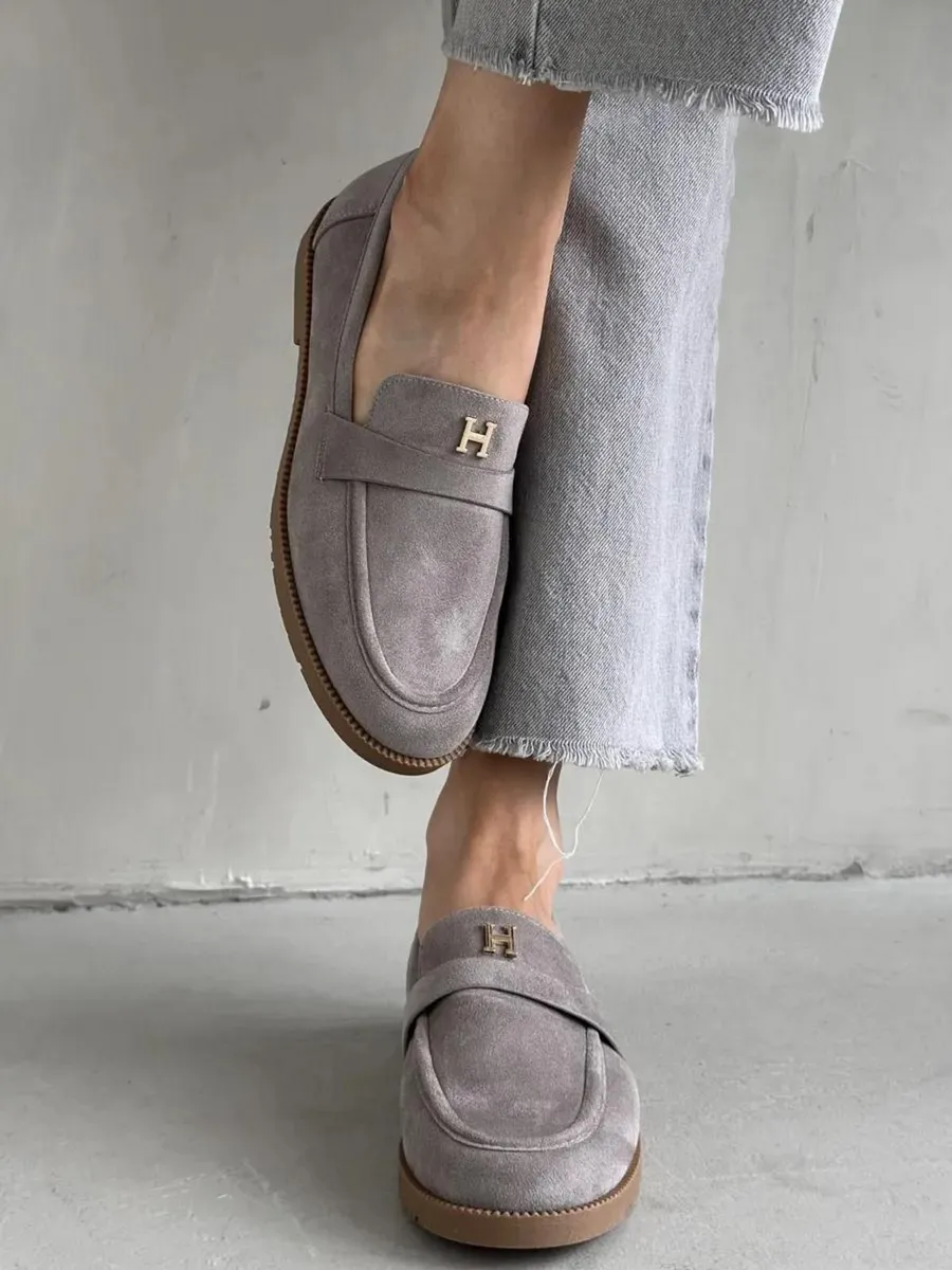 Лоферы замшевые дышащие осенние