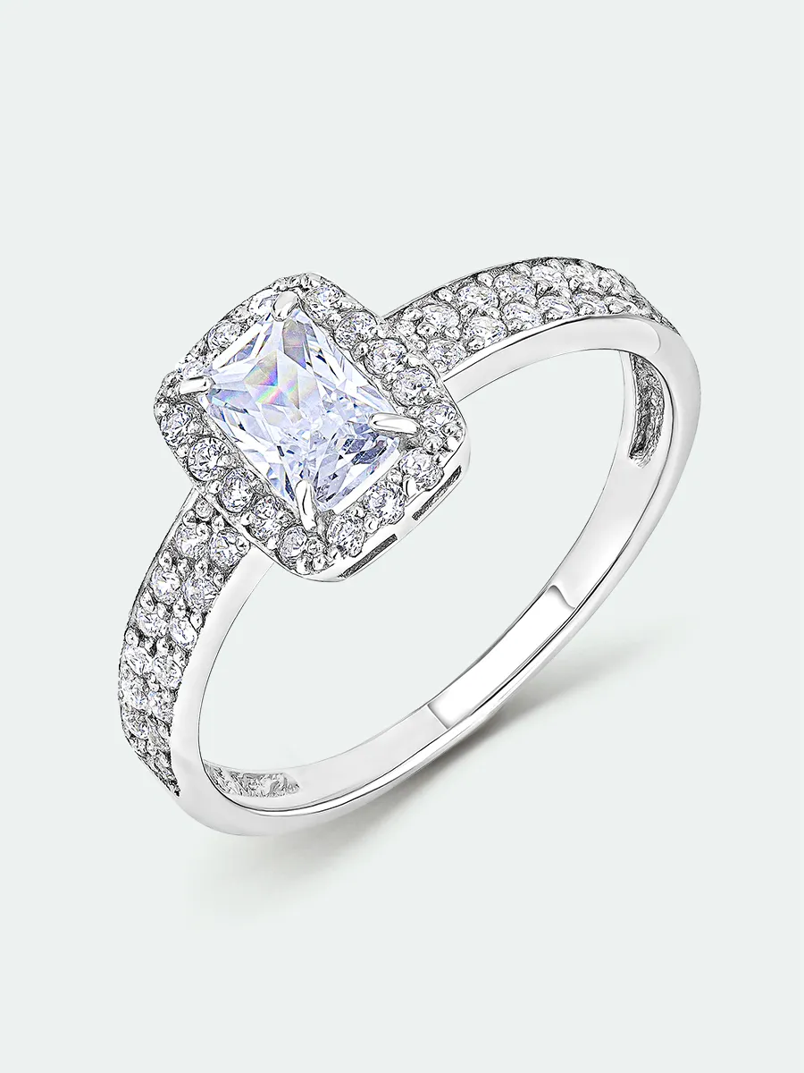 Кольцо с большим камнем дорожка серебро 925