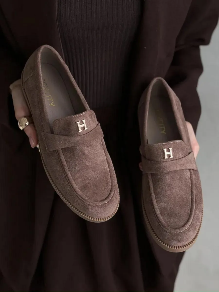 Лоферы замшевые дышащие осенние