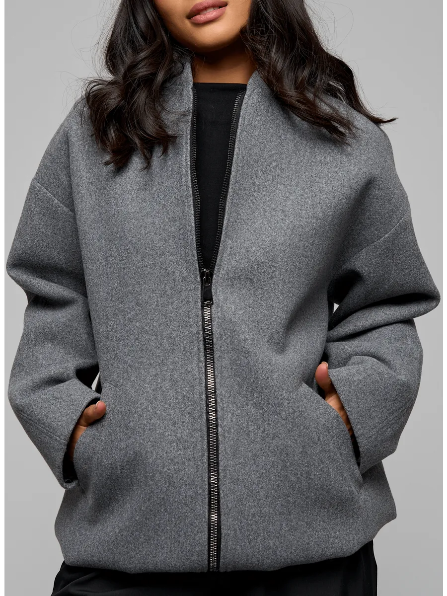 Куртка бомбер оверсайз осенний шерстяной