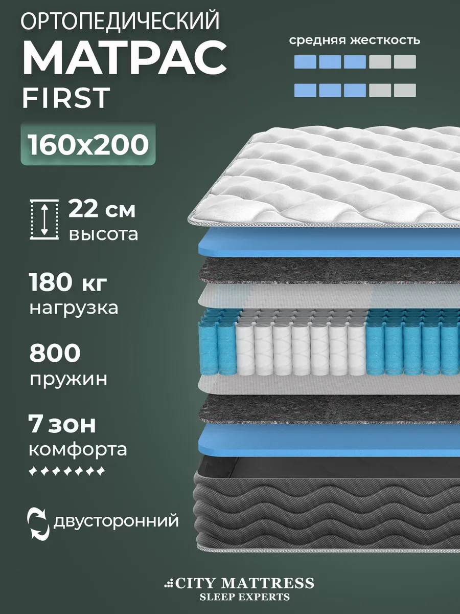 Матрас 160х200 на кровать пружинный ортопедический