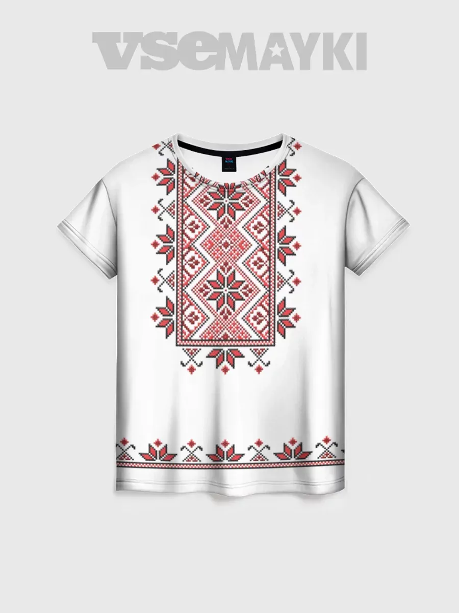 футболка с принтом вышиванка класссическая