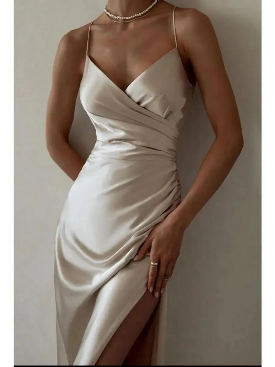 Платье свадебное комбинация вечернее с разрезом в пол