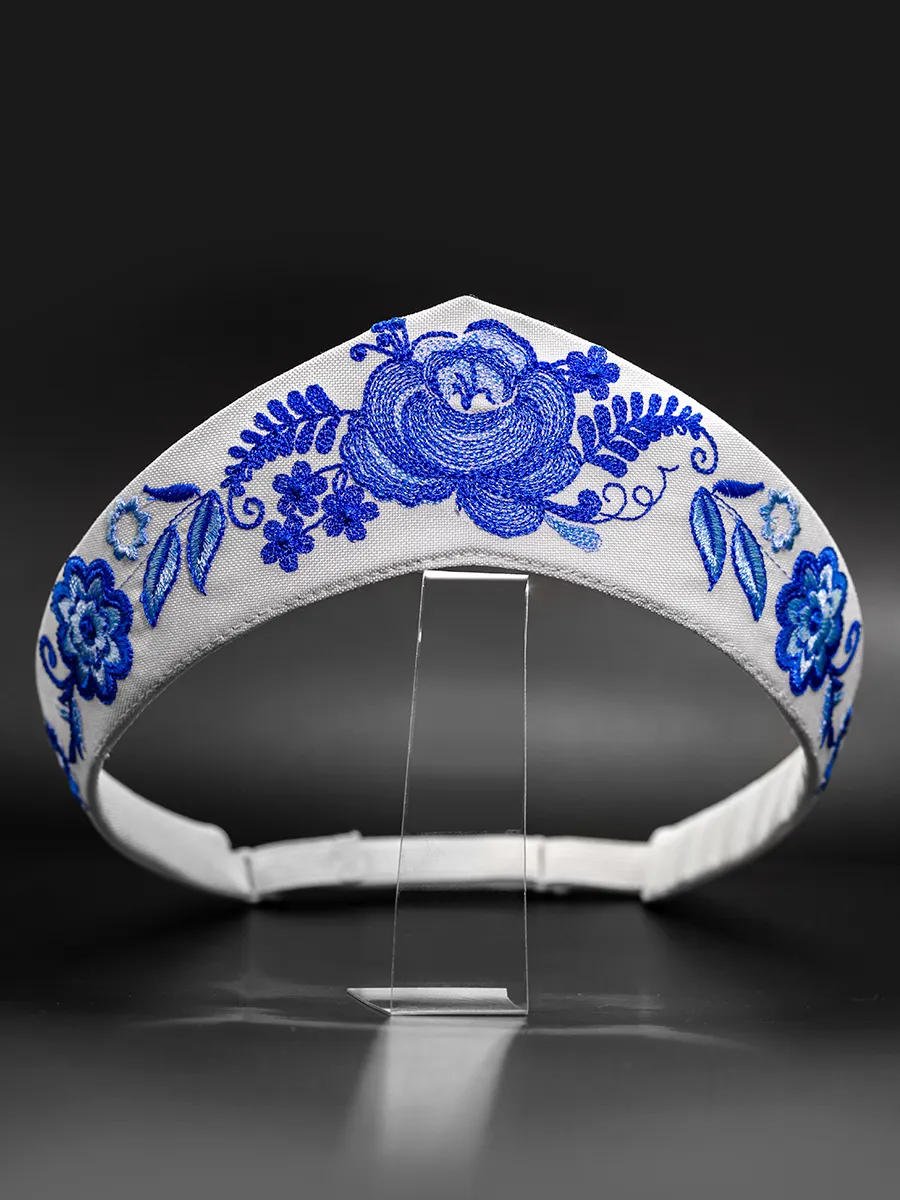 Ободок кокошник стилизация под Гжель