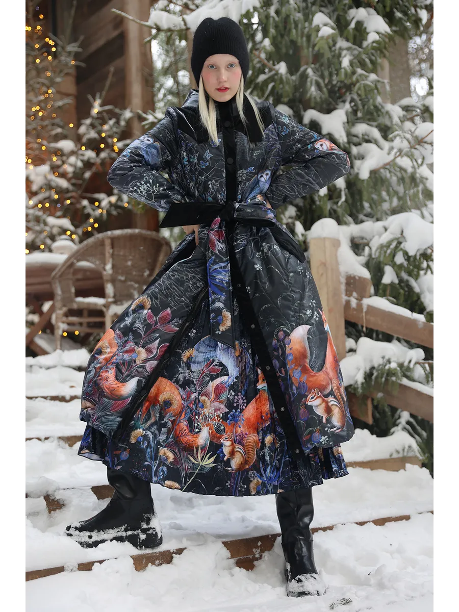 Пальто длинное стеганое