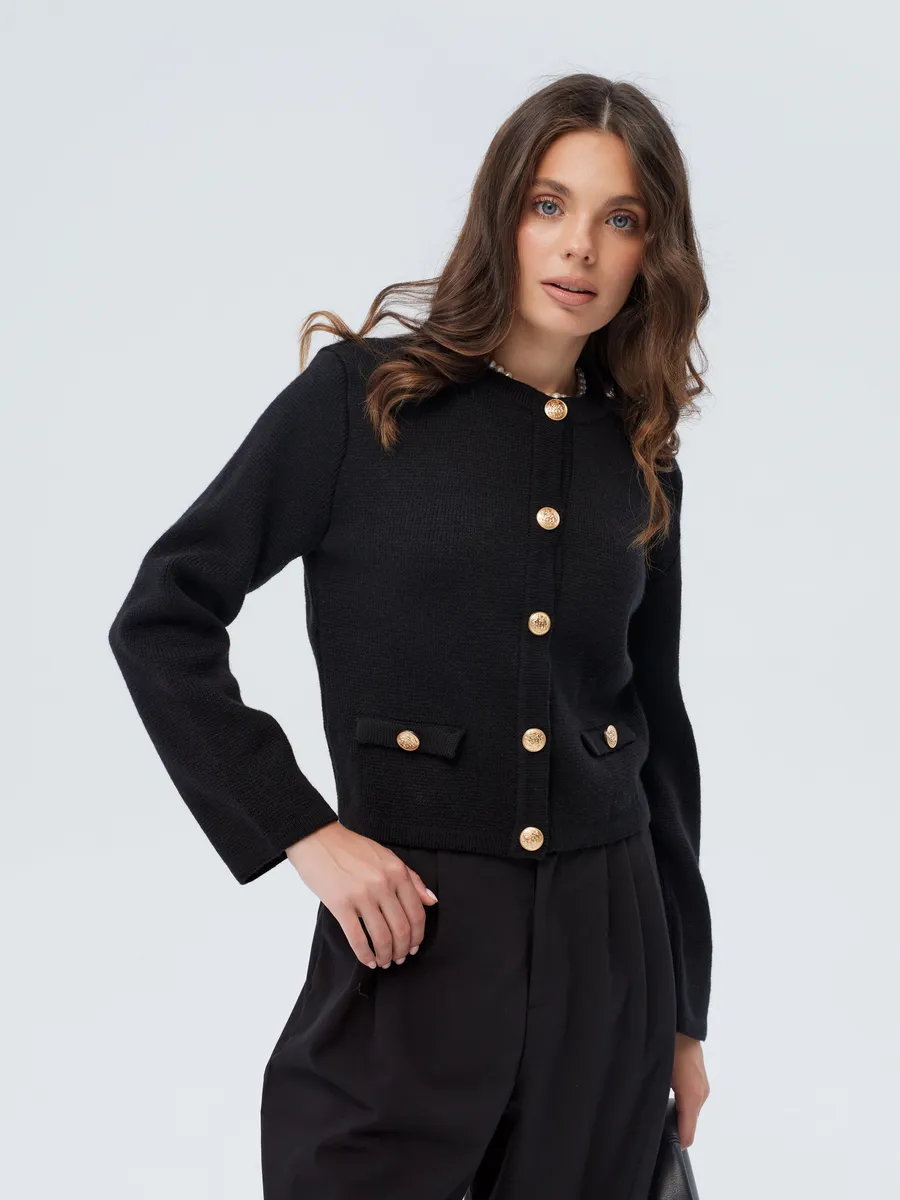 Кардиган женский трикотажный шерстяной вязаный на пуговицах