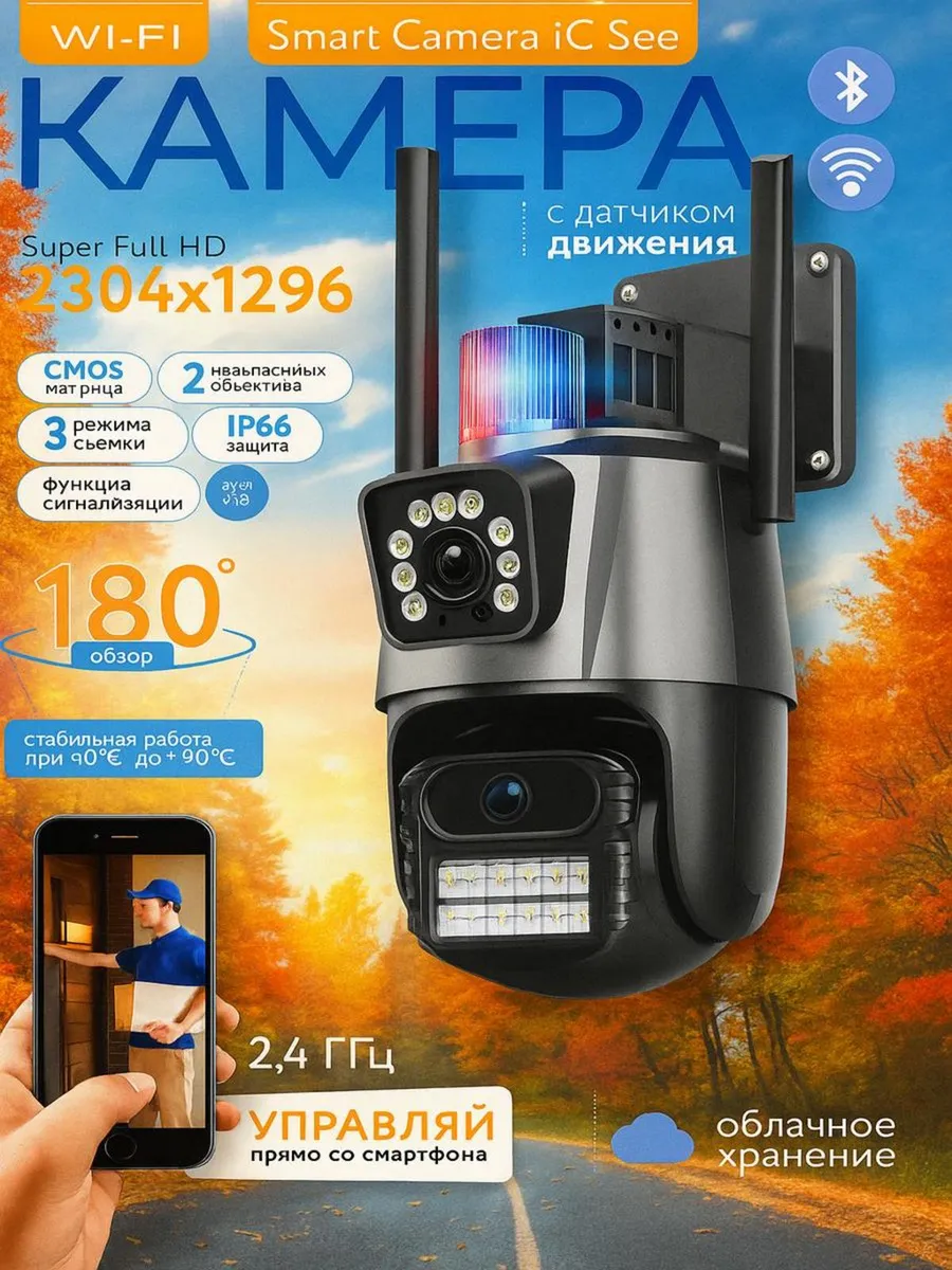Камера видеонаблюдения уличная Wi- Fi поворотная