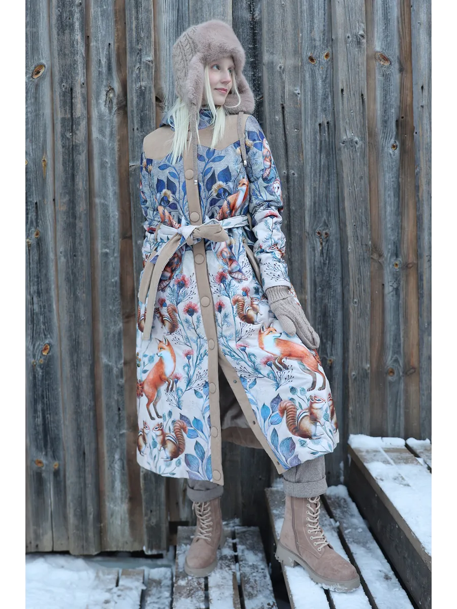 Пальто длинное стеганое