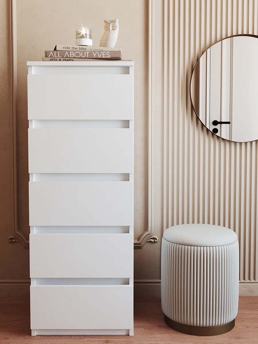 Высокий, узкий комод на 5 ящиков