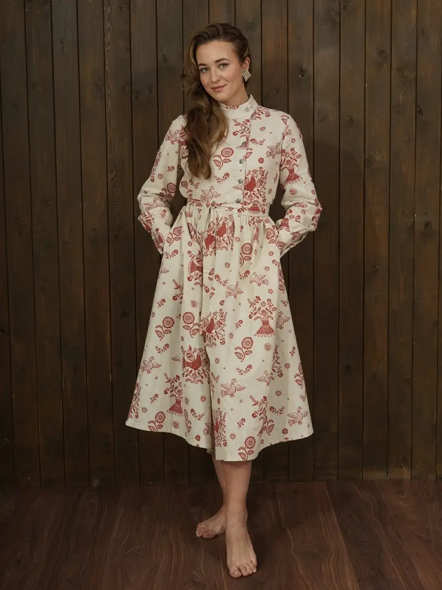 Платье Косоворотка Гуси Лебеди