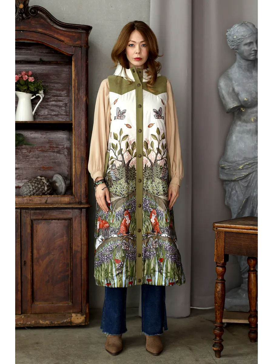 Жилет удлиненный утепленный стеганый