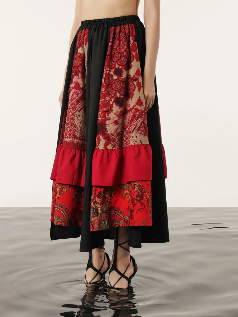 Юбка летняя асимметричная с воланами в стиле бохо