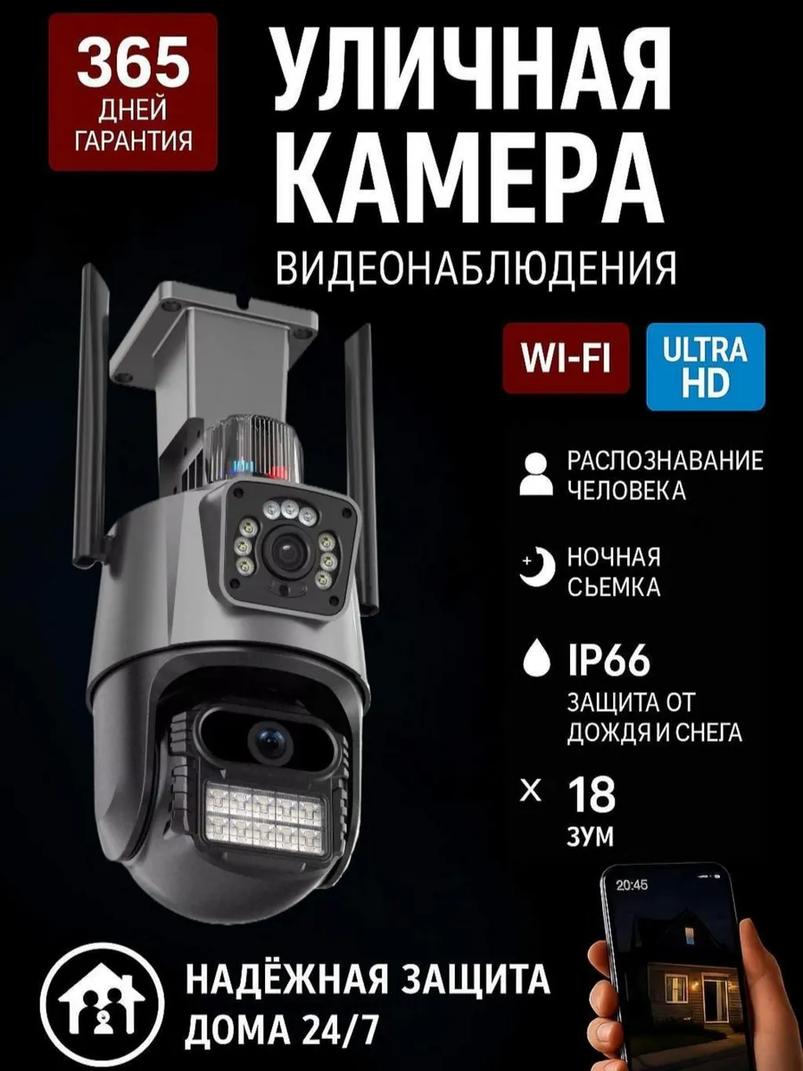 Камера видеонаблюдения уличная wi-fi для дома с записью