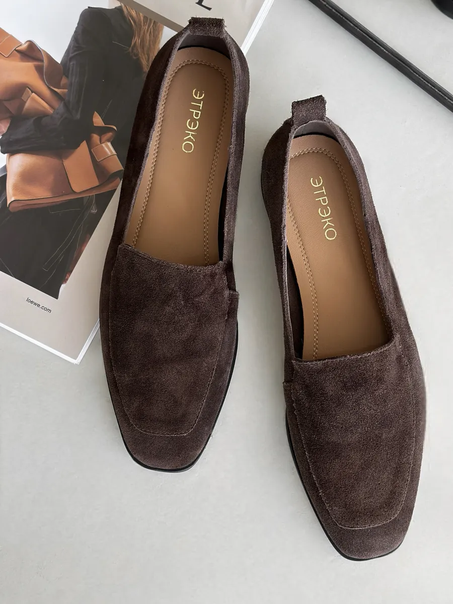 Лоферы женские натуральная замша и кожа