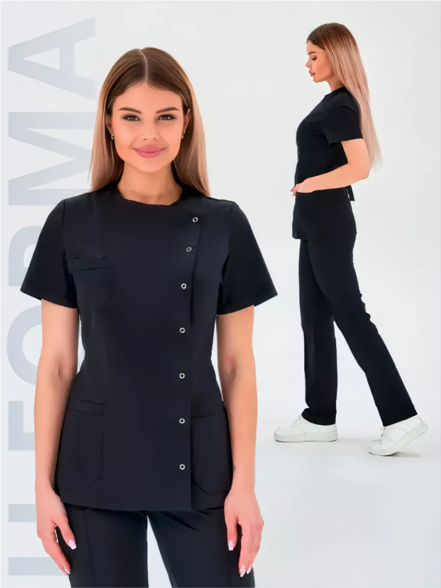 Медицинский костюм с прямыми брюками