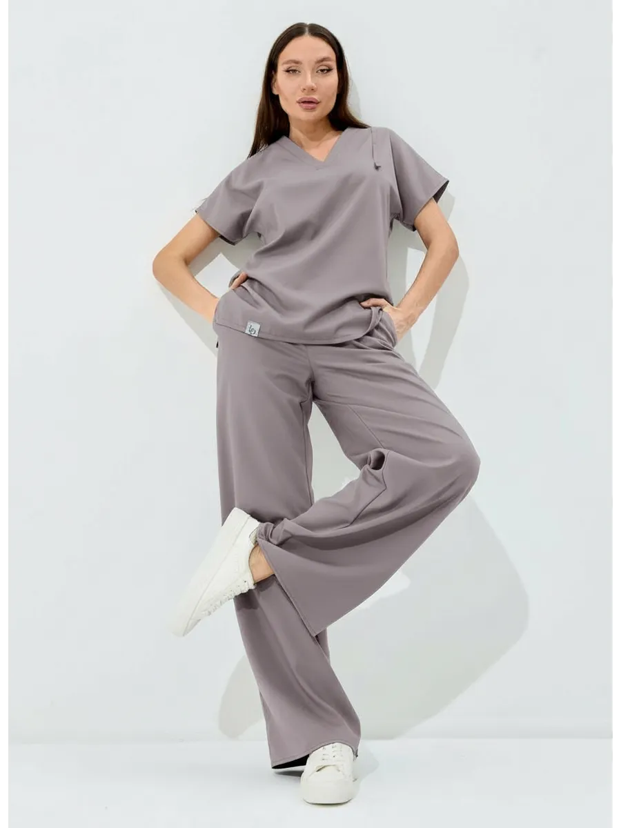 Костюм медицинский стрейч с брюками на резинке хирургический