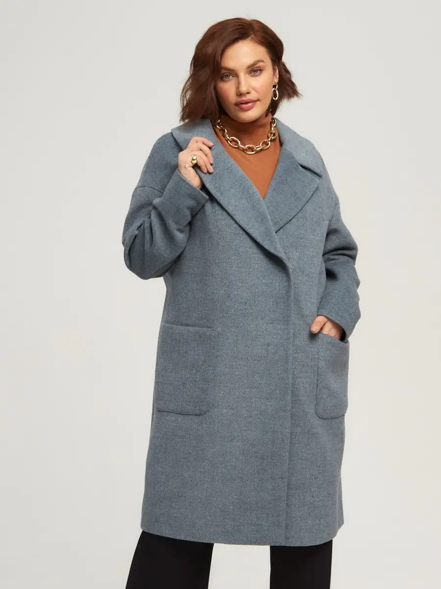 Пальто демисезонное драповое большие размеры оверсайз